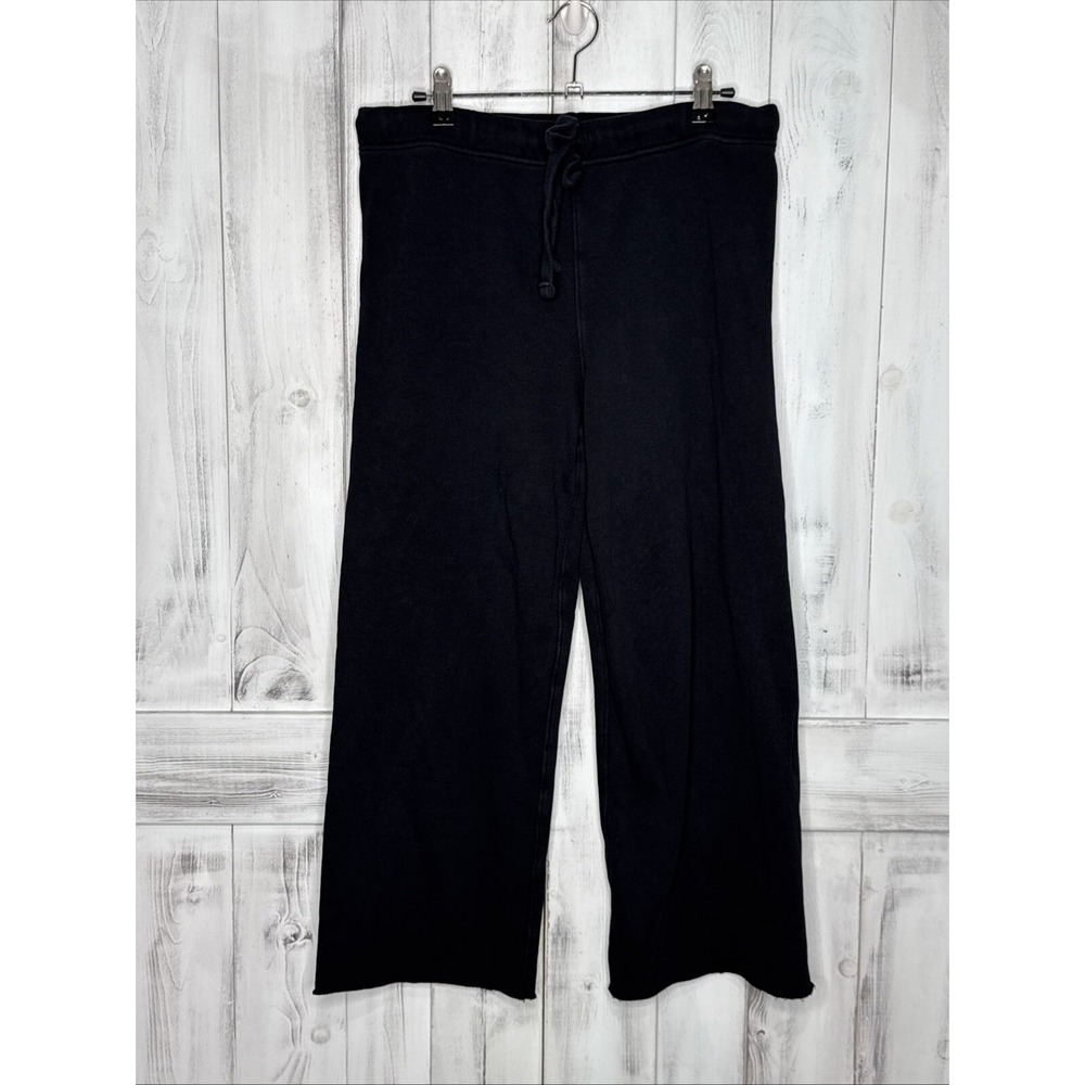 FRANK & EILEEN CATHERINE TRIPLE FLEECE WIDE LEG CROPPED SWEATPANTS BR NAVY XS